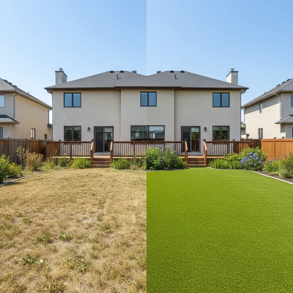Meadows Landscaping Airdrie Landscaping transformation - before and after in Airdrie